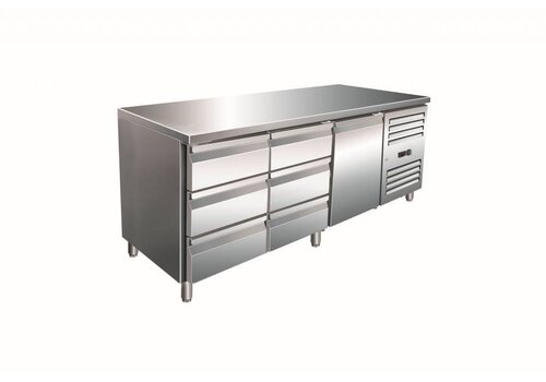  Saro Koelwerkbank RVS met 1 deur en 6 laden | 179,5 x 70 x 89/95 cm 