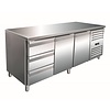 Saro Koelwerkbank RVS met 2 deuren en 3 laden | 179,5 x 70 x 89/95 cm