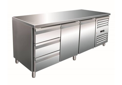  Saro Koelwerkbank RVS | 2 deuren en 3 laden | 179,5 x 70 x 89/95 cm 