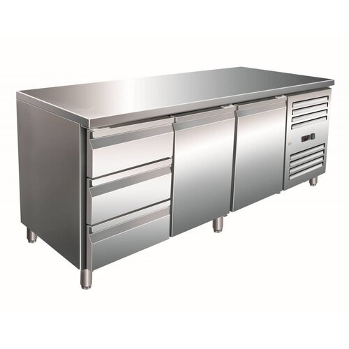  Saro Koelwerkbank RVS | 2 deuren en 3 laden | 179,5 x 70 x 89/95 cm 
