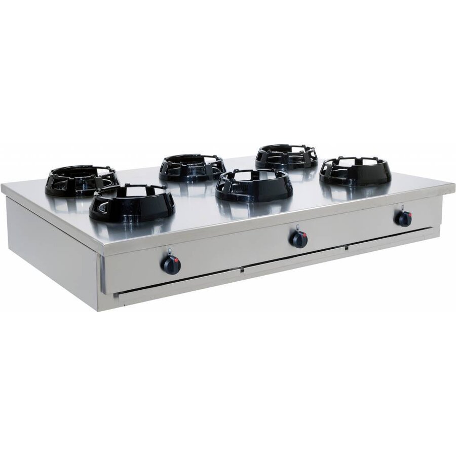Wok-Gaskookplaat met 6 branders