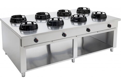  Saro GasWokfornuis met onderstel en 8 wokbranders 