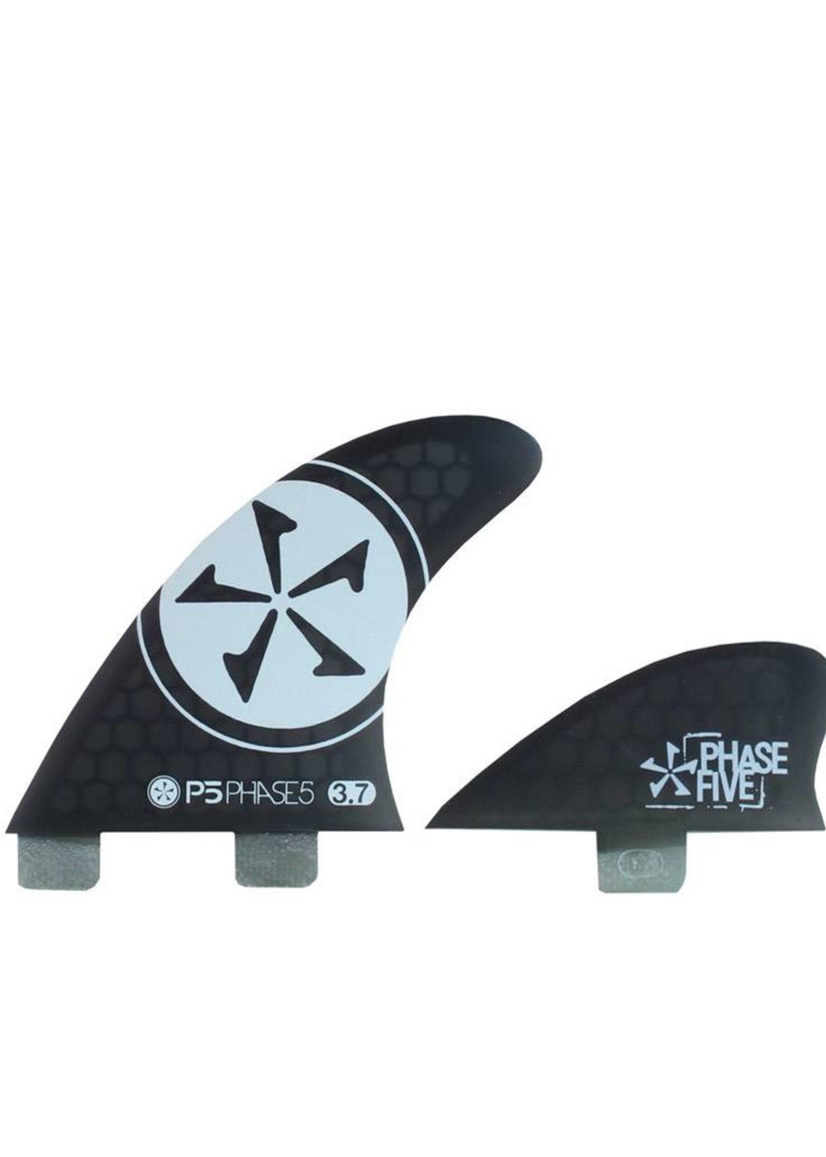 Phase Five Phase Five 3.7 FCS Quad Fin Set Black for Surf Style Boards