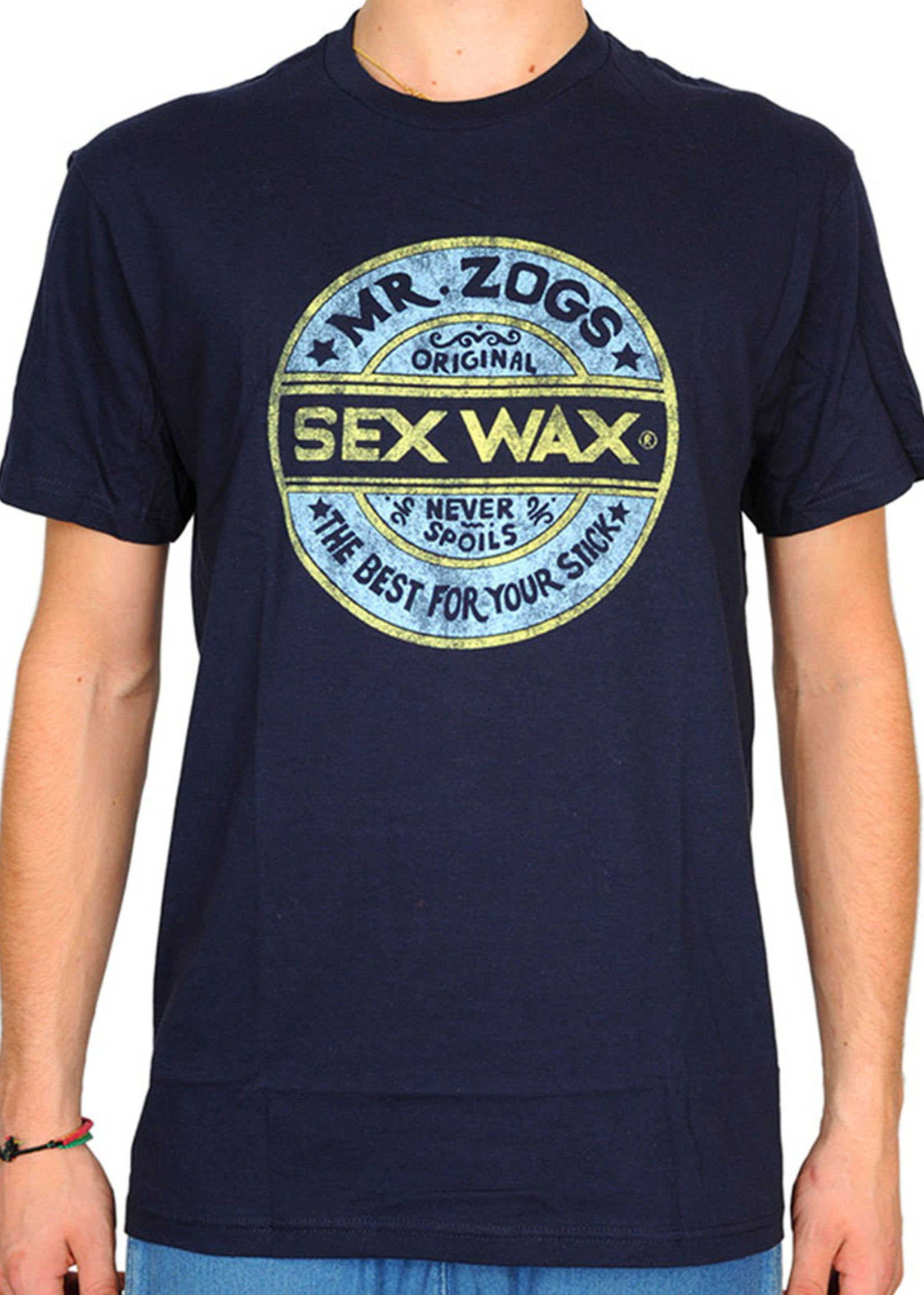 Sex Wax Distress Retro T-Shirt Navy - Crazy Dude