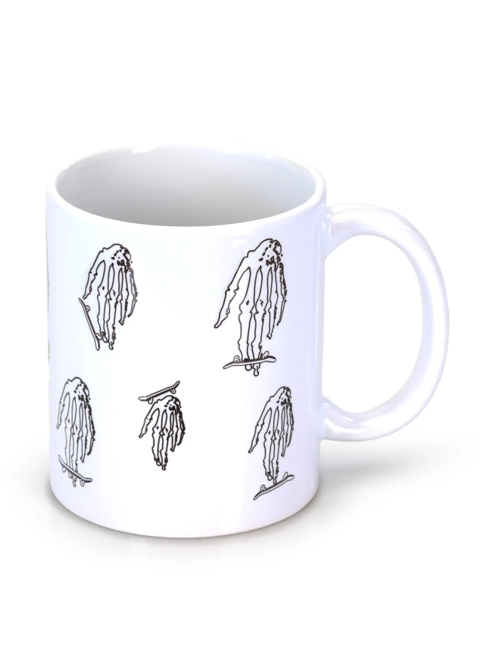 Close Up Fingerboards Close Up Mug Skull Hand Mosaic White