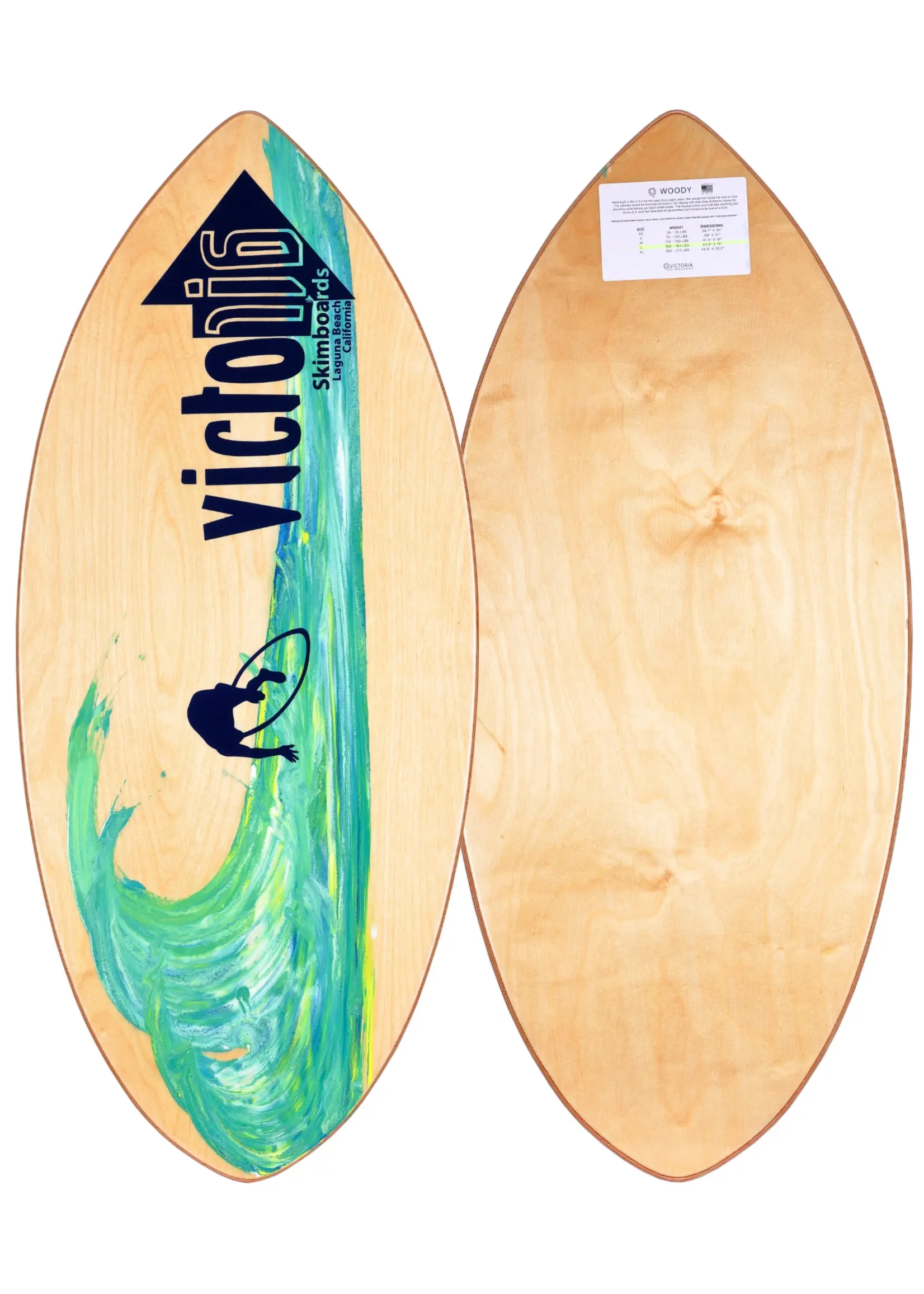 Victoria Skimboards Victoria Woody Wooden Skimboard with Glass Finish for Beginners and Recreational Riders