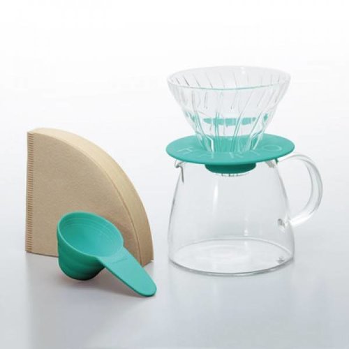 Hario Hario V60 Pour Over Kit Clair Turquoise (Actie) Hario Hario V60 Pour Over Kit Clair Turquoise (Actie)