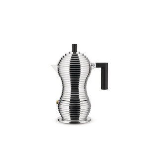 Alessi Mokapot Alessi "Pulcina" alu/zwart 3-kops