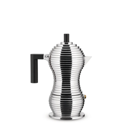 Alessi Mokapot Alessi "Pulcina" alu/zwart 3-kops