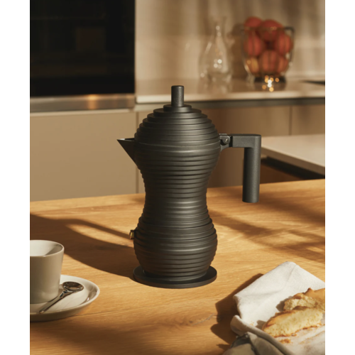 Alessi Mokapot Alessi "Pulcina" zwart/zwart 3-kops alu