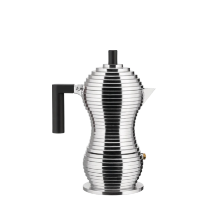 Alessi Mokapot Alessi "Pulcina" alu/zwart 3-kops