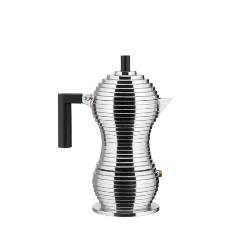 Alessi Mokapot Alessi "Pulcina" alu/zwart 3-kops