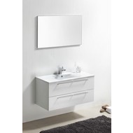 Badmeubelset met aluminium open greep 100 Hoogglans Wit zonder spiegel OP = OP