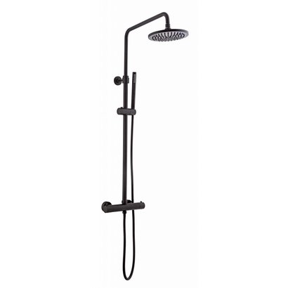 Doucheset thermostatisch (in hoogte verstelbaar) Mat Zwart douchekop 20 cm
