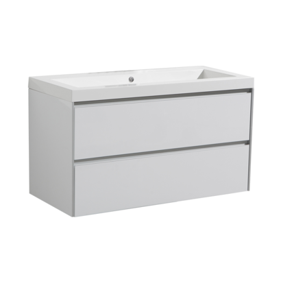 Badmeubelset greeploos 100 Hoogglans Wit zonder spiegel