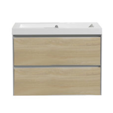 Badmeubelset greeploos 60 Light Wood zonder spiegel OP = OP