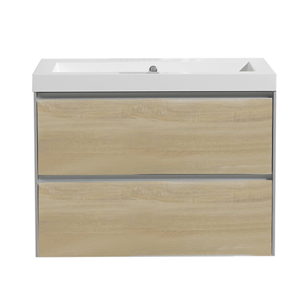 Badmeubelset greeploos 60 Light Wood zonder spiegel
