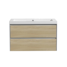 Badmeubelset greeploos 80 Light Wood zonder spiegel OP = OP