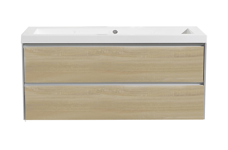 Badmeubelset greeploos 120 Light Wood zonder spiegel