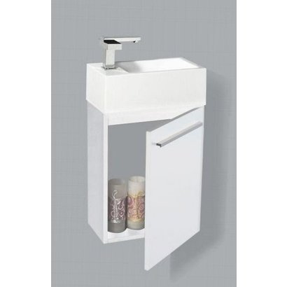 BM fonteinkastset met aluminium greep Hoogglans Wit