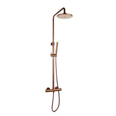 Doucheset thermostatisch (in hoogte verstelbaar) Brons douchekop 20 cm