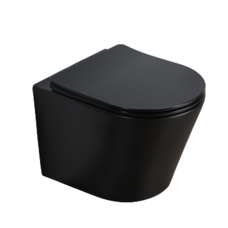 Wandcloset budget rimfree compact Mat Zwart met slim softclose en quickrelease zitting
