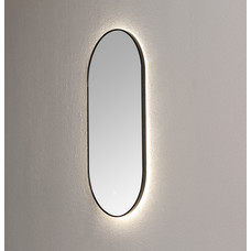 Spiegel ambiance ovaal Mat Zwart met indirecte LED verlichting, 3 kleur instelbaar & dimbaar