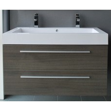 Badmeubelset met aluminium greep 100 Grey Oak zonder spiegel OP = OP