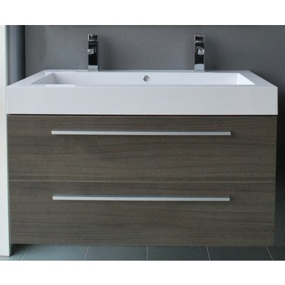 BM badmeubelset met aluminium greep 100 Grey Oak zonder spiegel