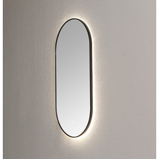 Spiegel ambiance ovaal Mat Zwart met indirecte LED verlichting, 3 kleur instelbaar & dimbaar incl. spiegelverwarming