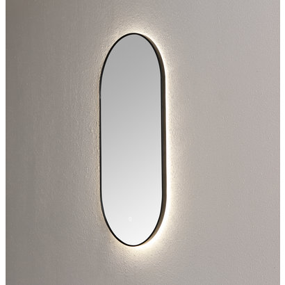 Spiegel ambiance met indirecte verlichting Mat Zwart incl. spiegelverwarming