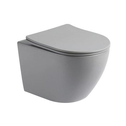 Wandcloset Color Line rimfree compact Mat Grijs met toiletzitting softclose en quickrelease