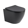 Wandcloset Color Line rimfree compact Mat Zwart met toiletzitting softclose en quickrelease
