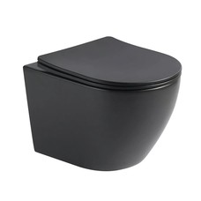 Wandcloset Color Line rimfree compact Mat Zwart met toiletzitting softclose en quickrelease