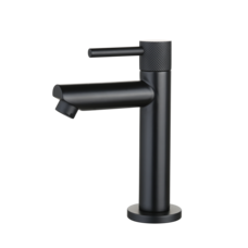 Fonteinkraan rond Mat Zwart met geribbeld knop