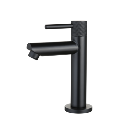 Fonteinkraan Mat Zwart met geribbelde knop
