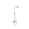 Doucheset thermostatisch (in hoogte verstelbaar) rond Chroom met geribbeld knop douchekop 20 cm