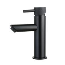 Wastafelmengkraan Mia Mat Zwart met geribbelde knop