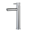 Wastafelmengkraan hoog rond Chroom met geribbeld knop