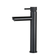 Wastafelmengkraan hoog Mat Zwart met geribbelde knop