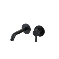 Wastafelmengkraan inbouw met box Mat Zwart met geribbelde knop