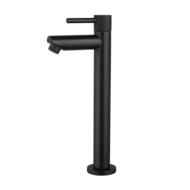 Fonteinkraan hoog Mat Zwart met geribbelde knop