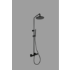 Doucheset thermostatisch (in hoogte verstelbaar) Mat Zwart met geribbelde knop douchekop 20 cm
