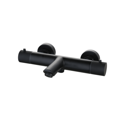 Badmengkraan thermostatisch rond Mat Zwart met geribbeld knop