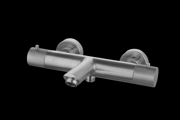 Badmengkraan thermostatisch Gun Metal met geribbelde kn