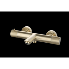 Badmengkraan thermostatisch rond Goud Geborsteld met geribbeld knop