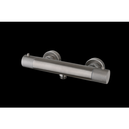 Douchemengkraan thermostatisch rond Gun Metal met geribbeld knop