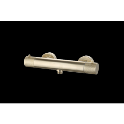 Douchemengkraan thermostatisch rond Goud Geborsteld met geribbeld knop