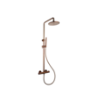Doucheset thermostatisch (in hoogte verstelbaar) rond Brons met geribbeld knop douchekop 20 cm