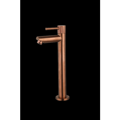 Fonteinkraan hoog rond Brons met geribbeld knop